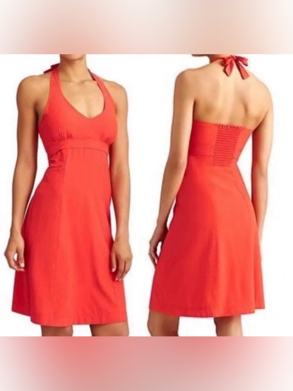 Athleta Pack Everywhere 2 Coral Sunset Mini Halter Dress 4